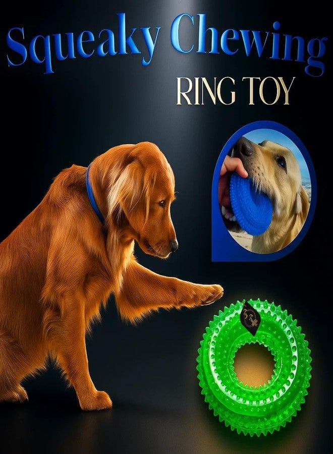 Toy Truffle لعبة كلاب على شكل حلقة حمراء تصدر صوتاً عند الضغط عليها، مناسبة للمضغ والتسنين | حلقة مضغ مطاطية ناعمة على شكل دونات للكلاب الصغيرة والمتوسطة | لعبة متينة للحيوانات الأليفة مزودة بأشواك لتدليك اللثة والحفاظ على صحة الأسنان (النوع 7) - Image 2